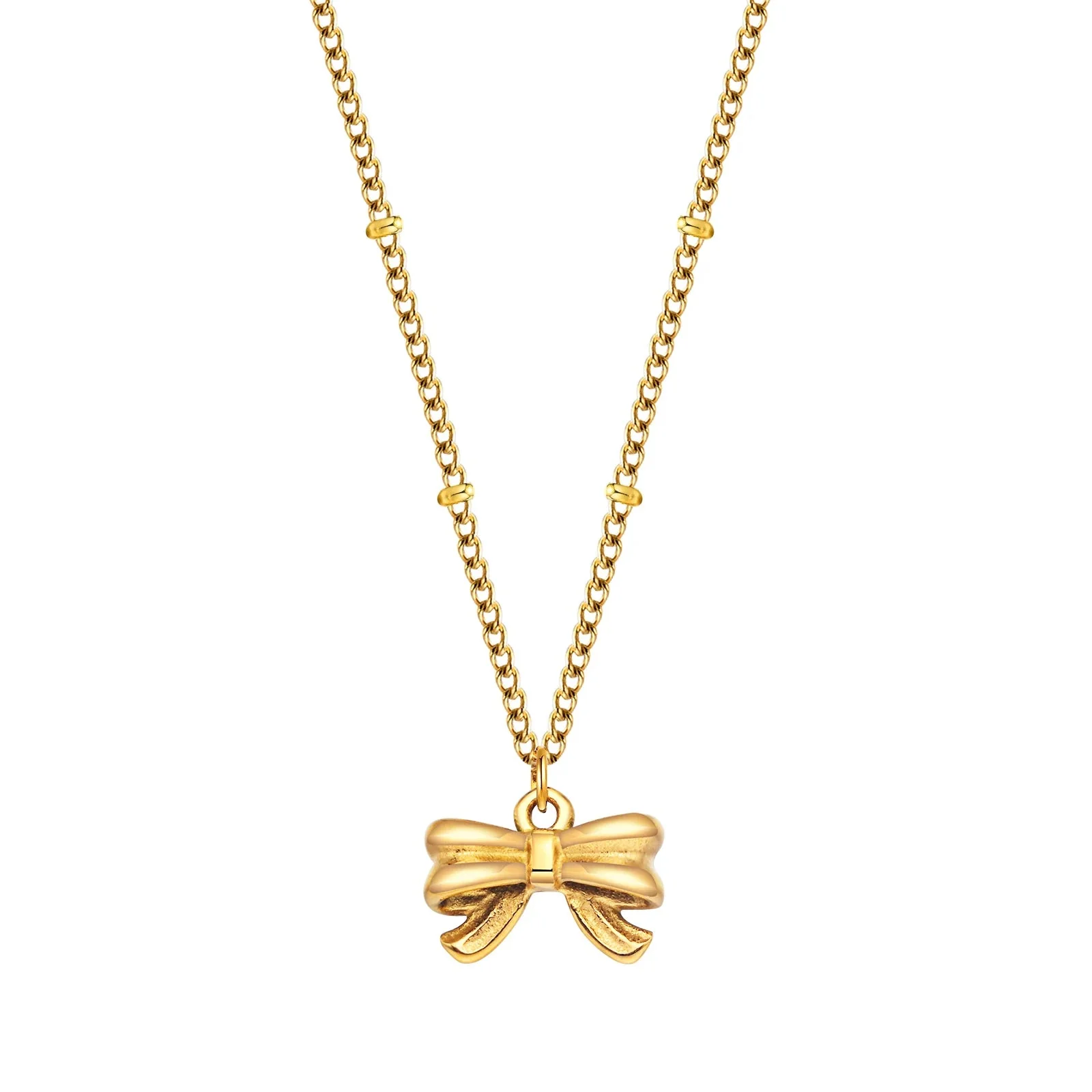 14k Dainty Feminine Bow Necklace - Image 8