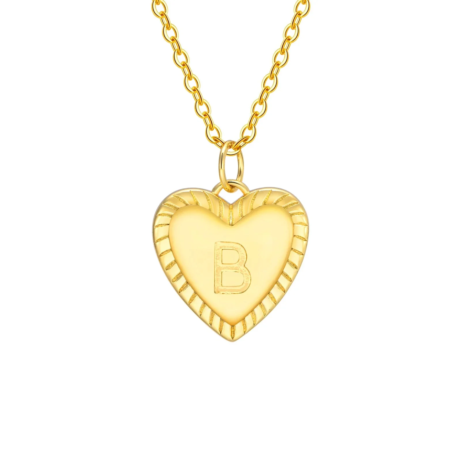 14k Dainty Heart Pendant Letter Initial Necklace - Image 10