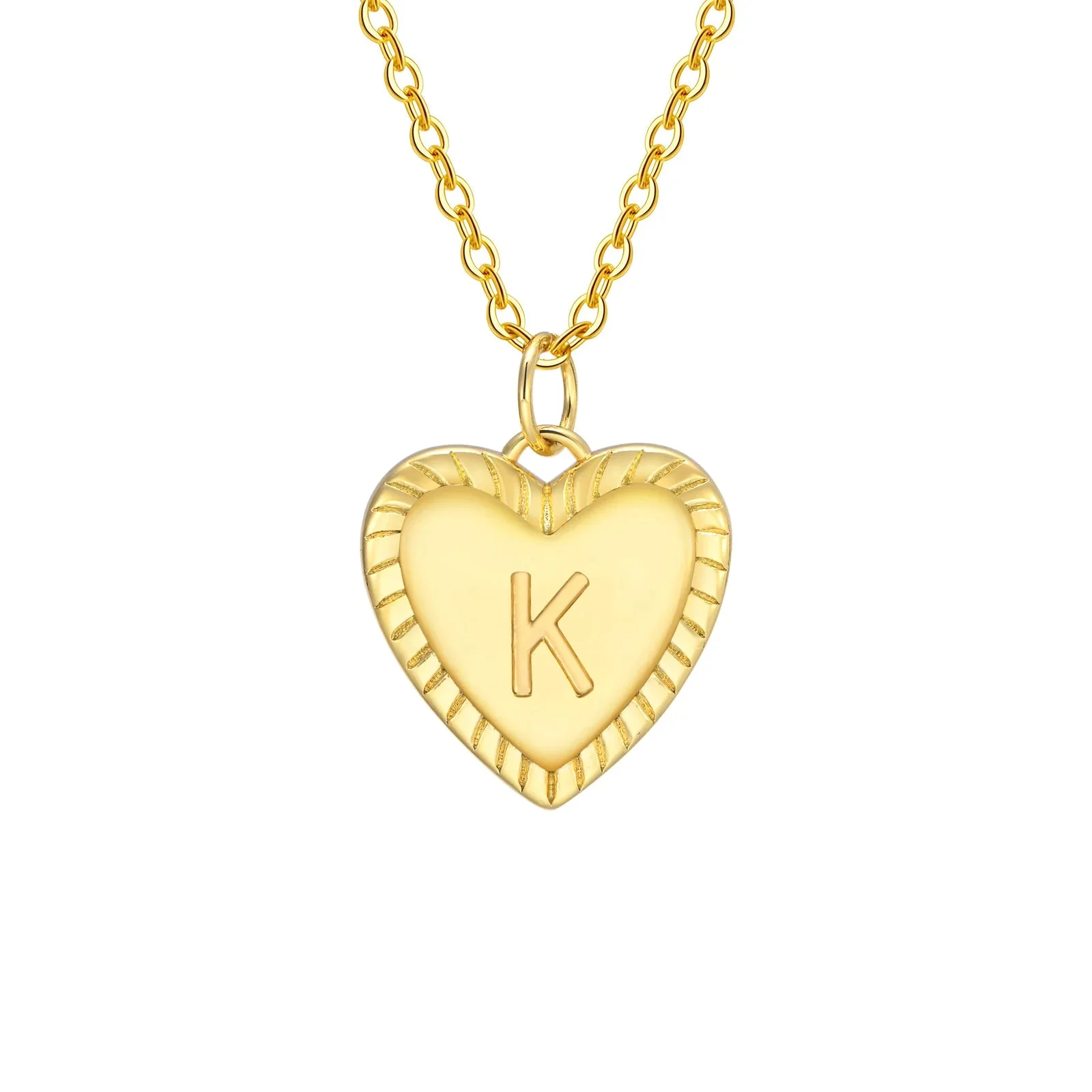 14k Dainty Heart Pendant Letter Initial Necklace - Image 19