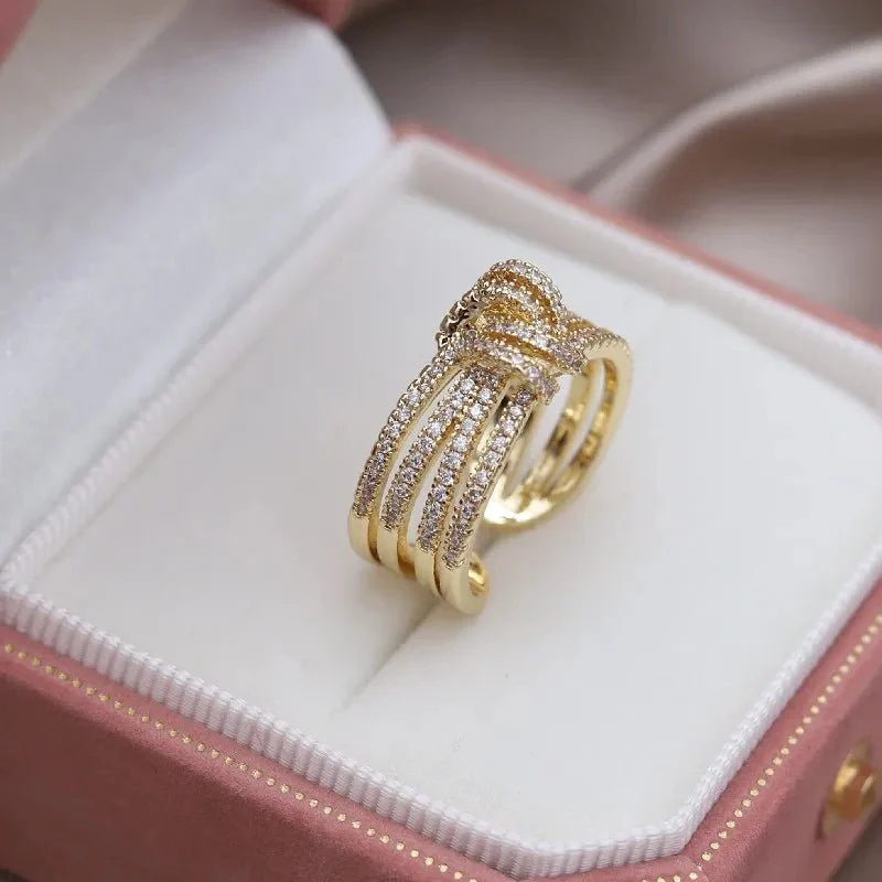 14k Dainty Layered Diamond Knot Ring - Image 10