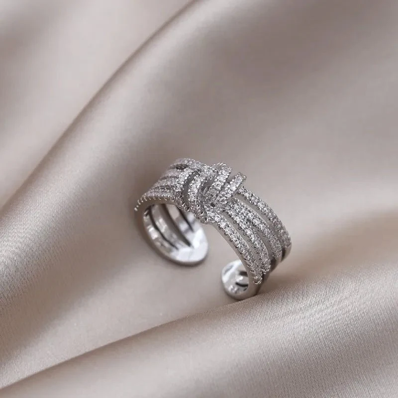 14k Dainty Layered Diamond Knot Ring - Image 7