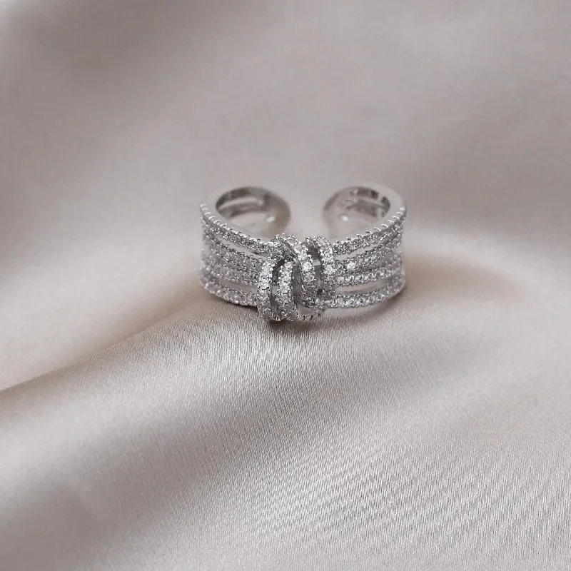 14k Dainty Layered Diamond Knot Ring - Image 8