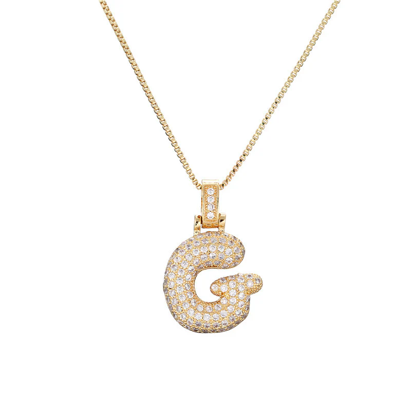 14k Diamond Dazzle Bubble Initial Necklace - Image 10