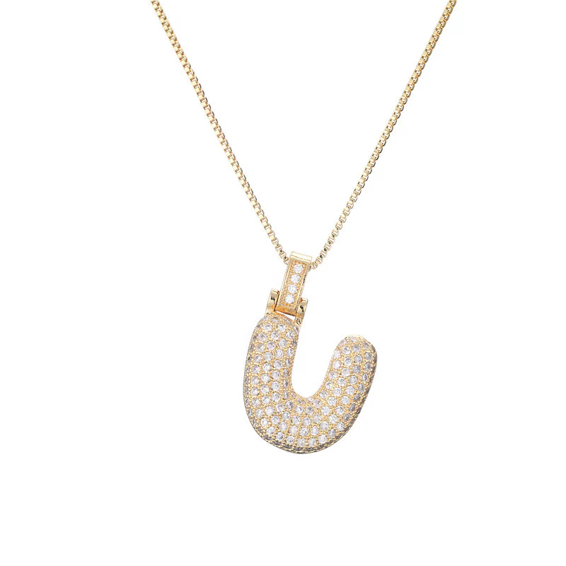 14k Diamond Dazzle Bubble Initial Necklace - Image 24