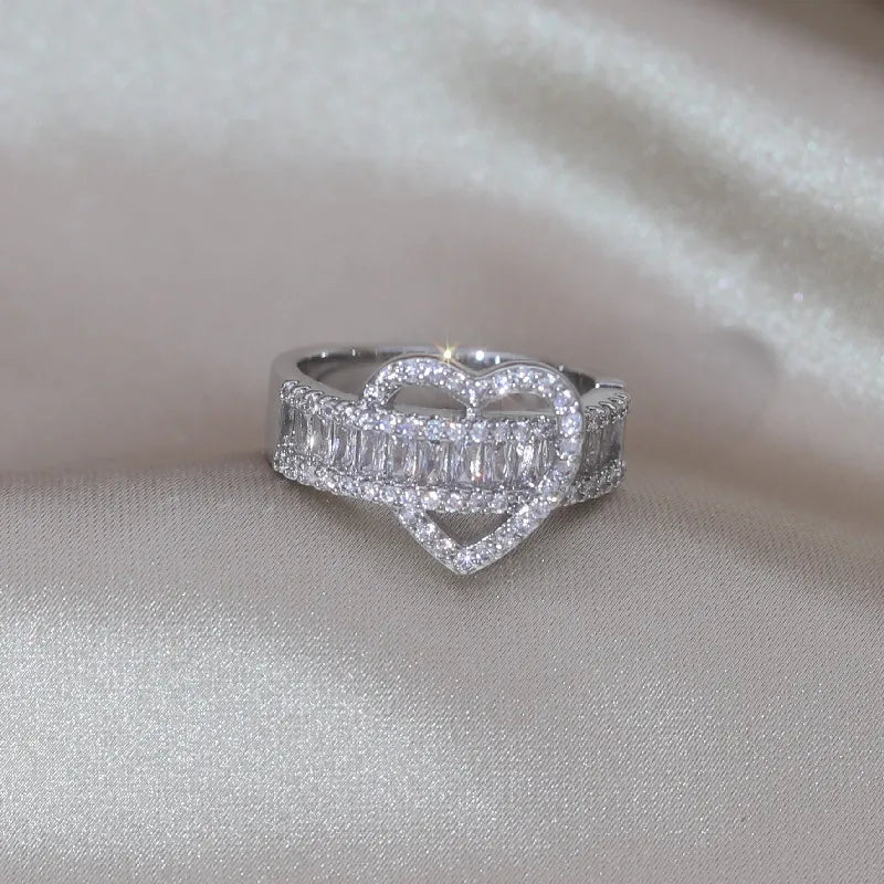 14k Lovers Loop Diamond Heart Ring - Image 9