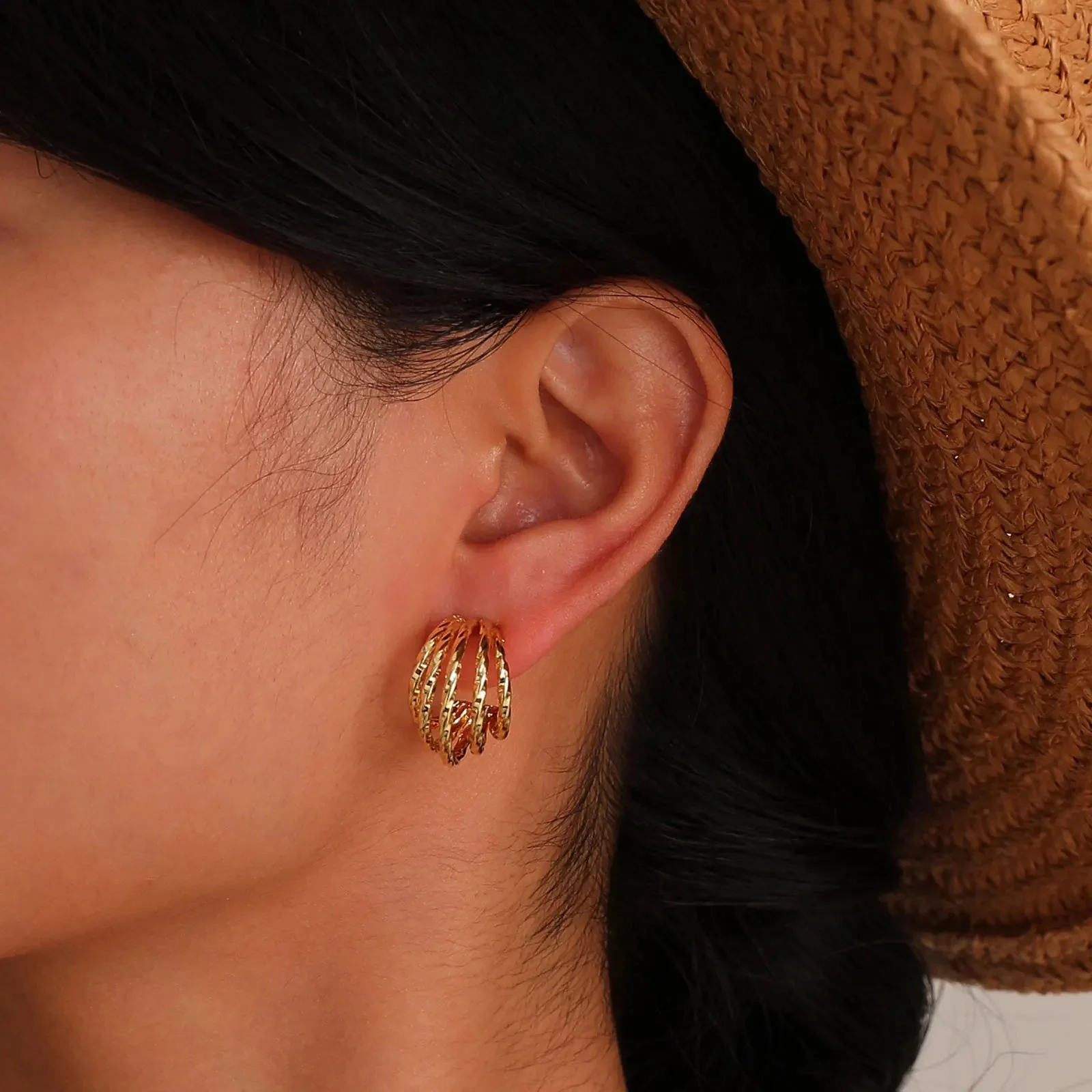 14k Teardrop Outline Earrings - Image 2