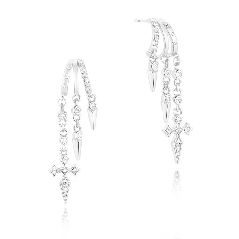 14k Triple Huggie Dangle Earrings Pair - Image 6