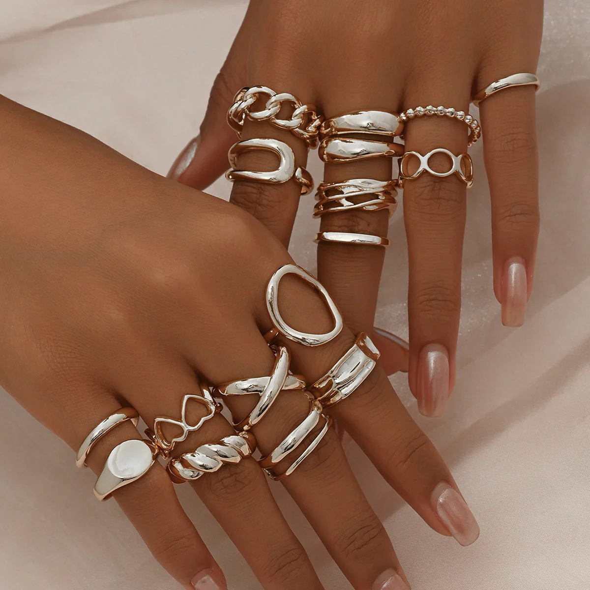 16pc Adjustable Geometric Ring Set - Image 4