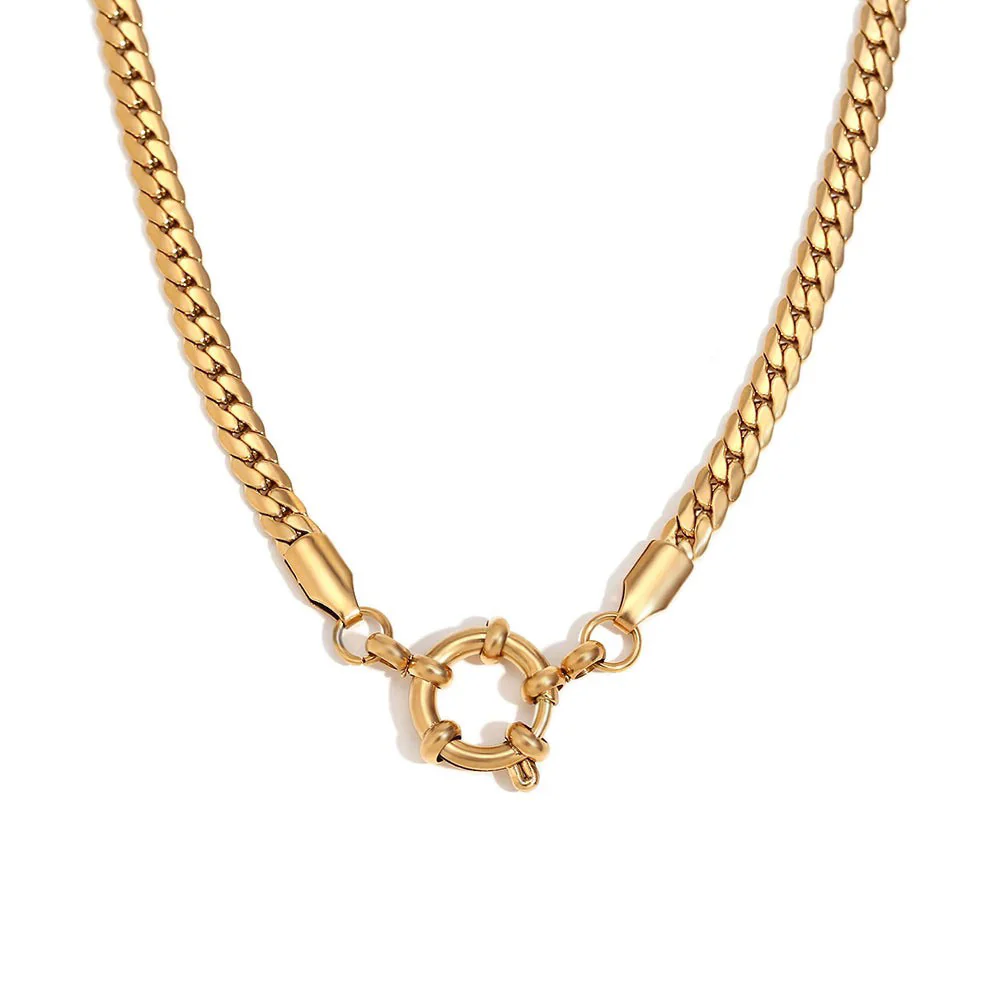 18k Anchor Wheel Clasp Chain Necklaces - Image 12