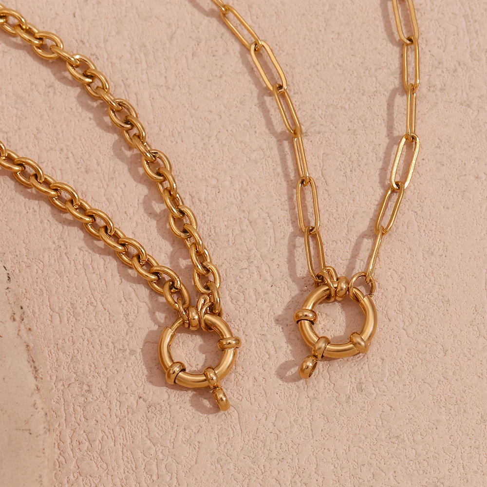 18k Anchor Wheel Clasp Chain Necklaces - Image 8