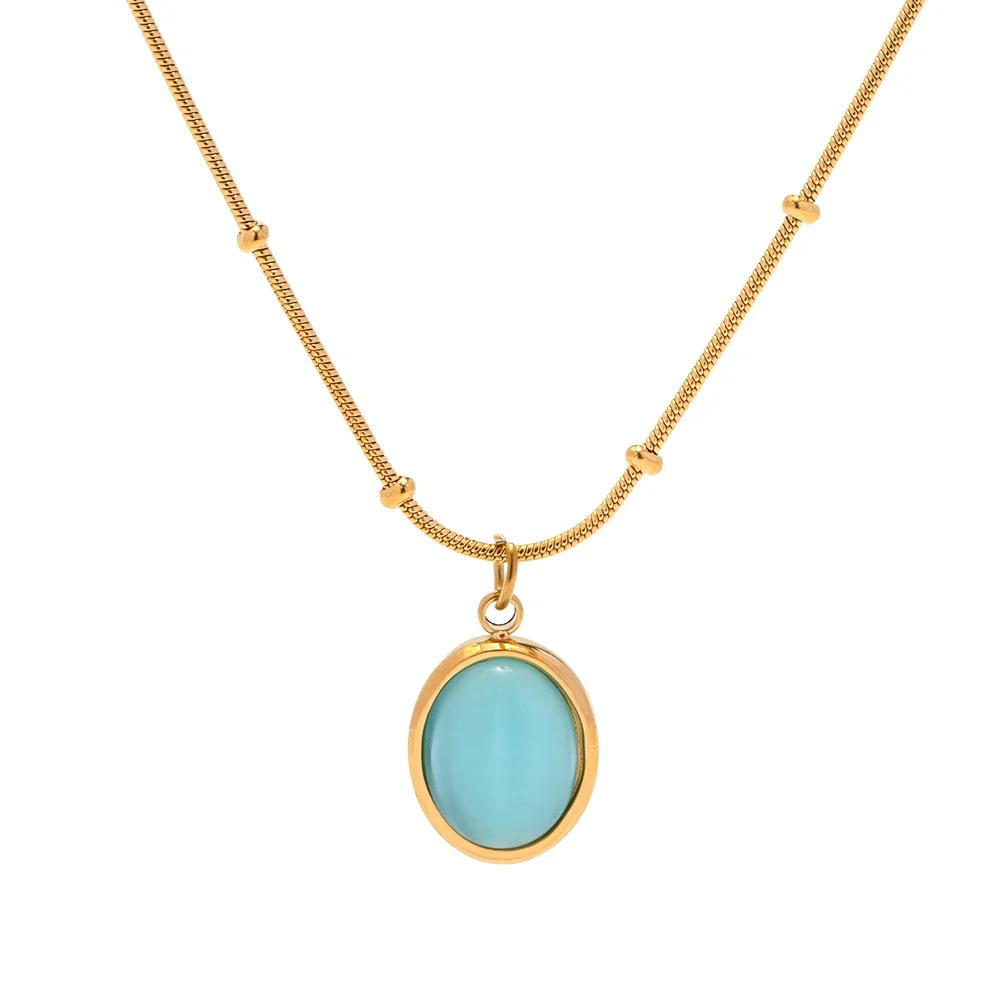 18k Blue Opal Satellite Chain Necklace - Image 10