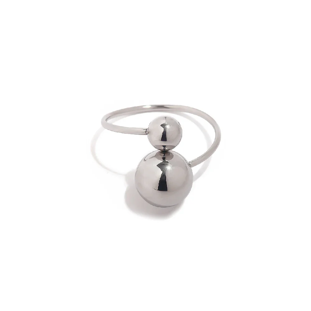 18k Bold Two Ball Open Ring - Image 11