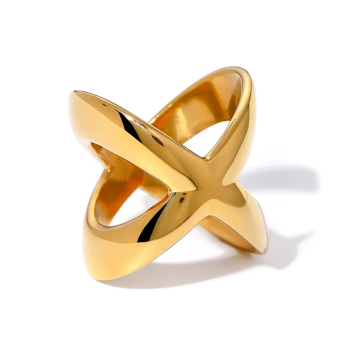 18k Classy Crossed Intersect Ring - Image 8