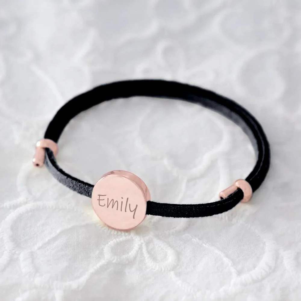 18k Custom Suede Circle Name Bracelet - Image 12