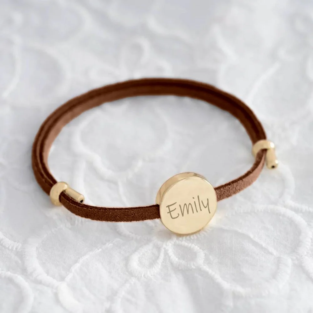 18k Custom Suede Circle Name Bracelet - Image 13