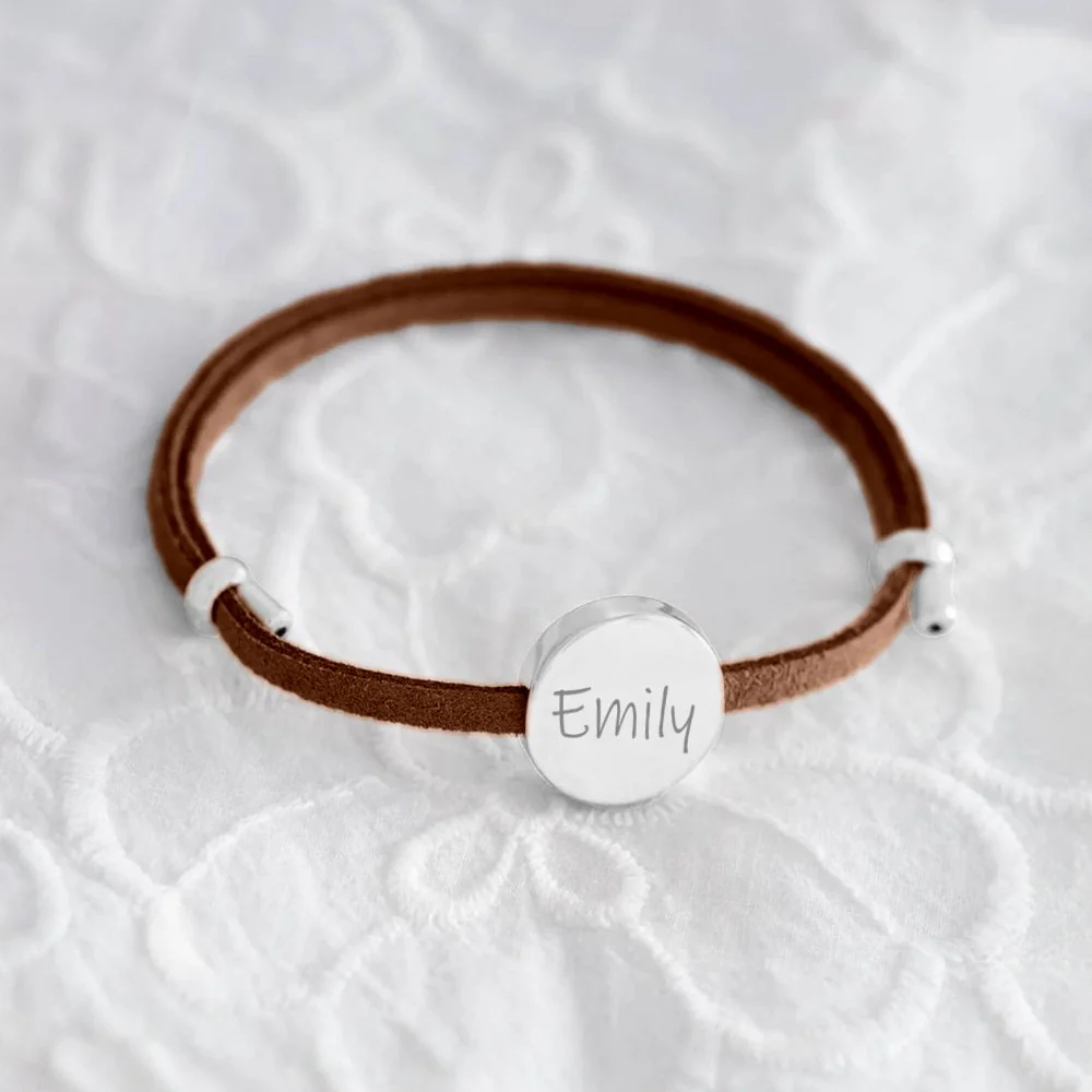18k Custom Suede Circle Name Bracelet - Image 14