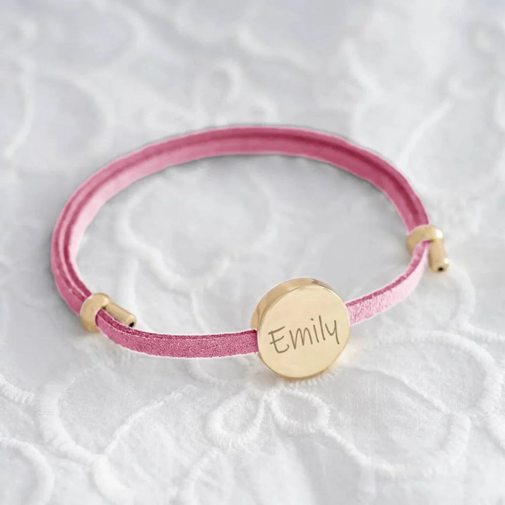 18k Custom Suede Circle Name Bracelet - Image 16