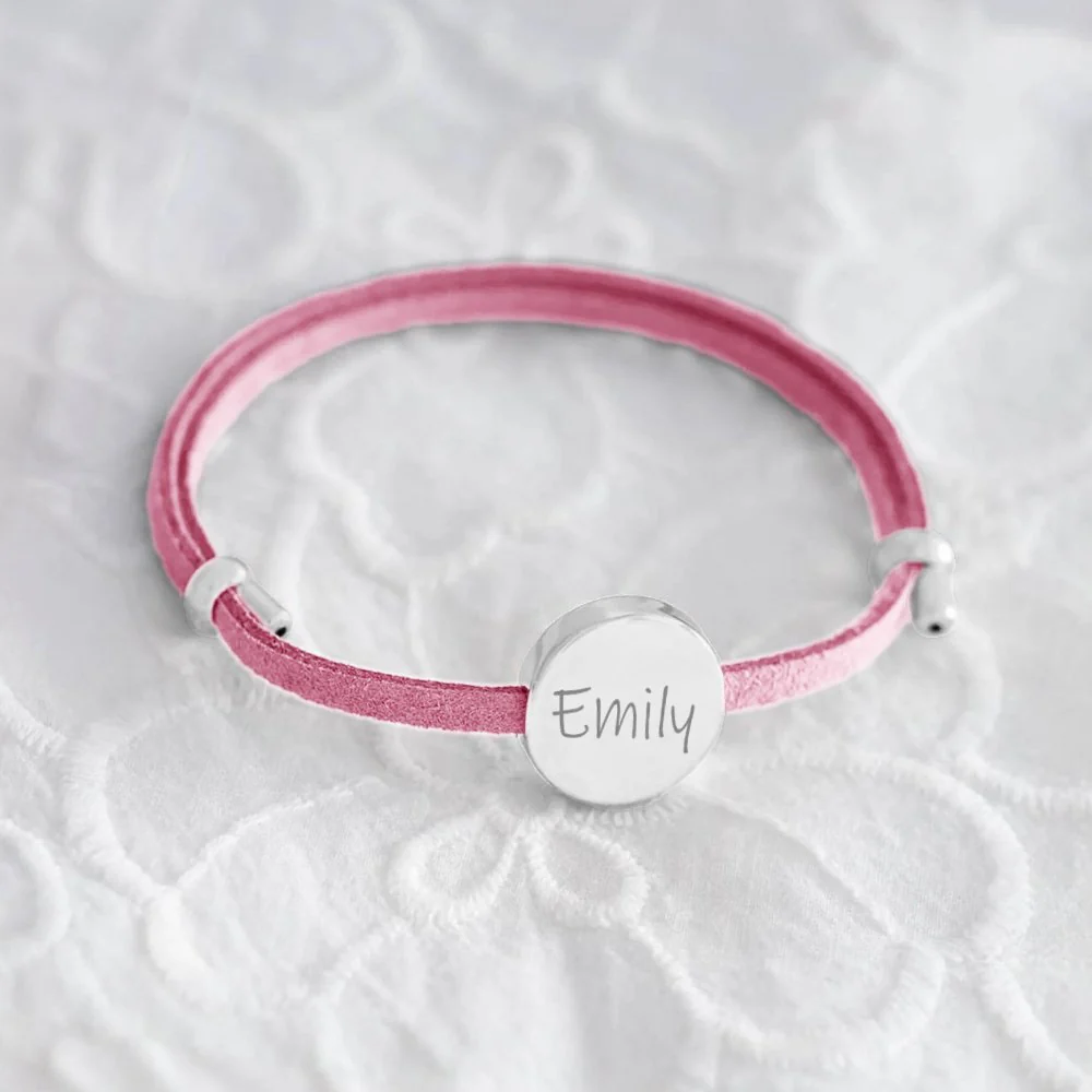 18k Custom Suede Circle Name Bracelet - Image 17