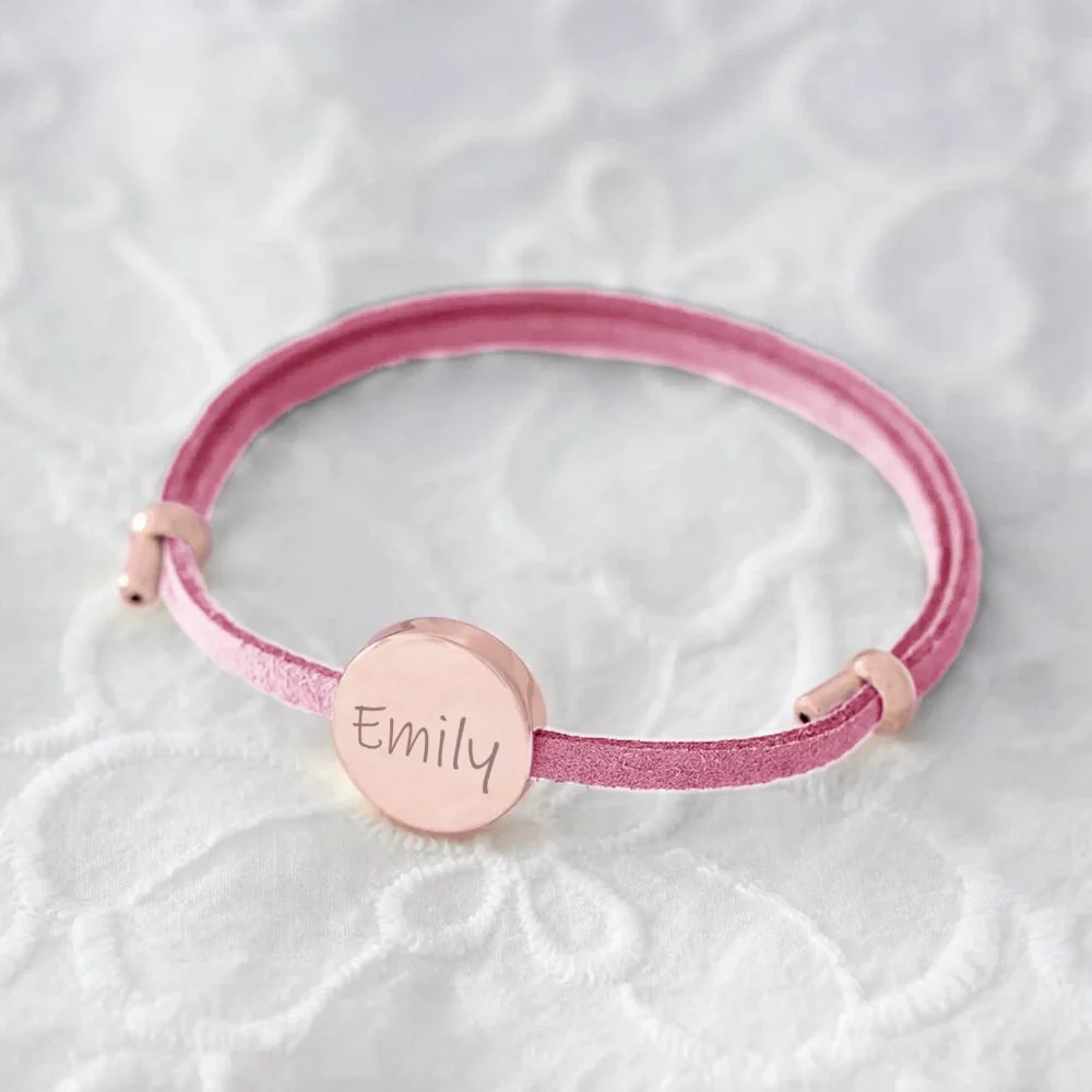 18k Custom Suede Circle Name Bracelet - Image 18