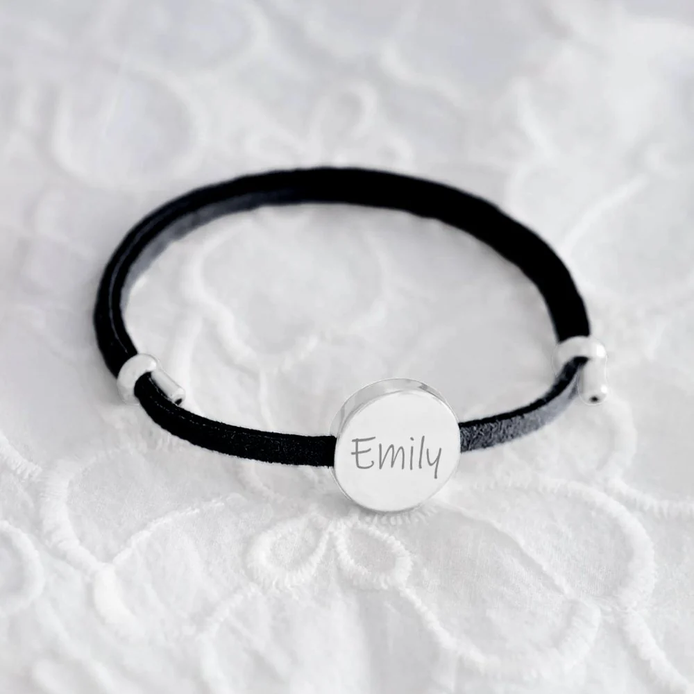 18k Custom Suede Circle Name Bracelet - Image 19