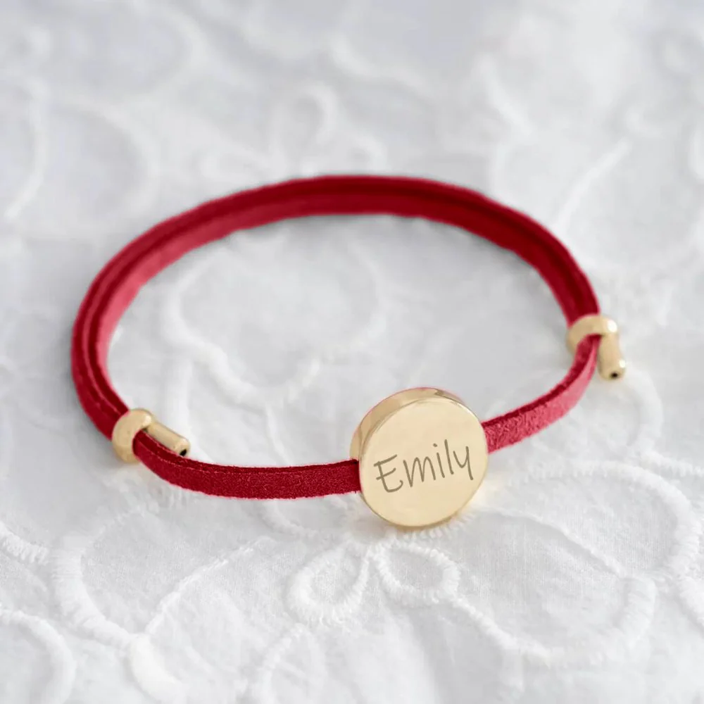 18k Custom Suede Circle Name Bracelet - Image 20