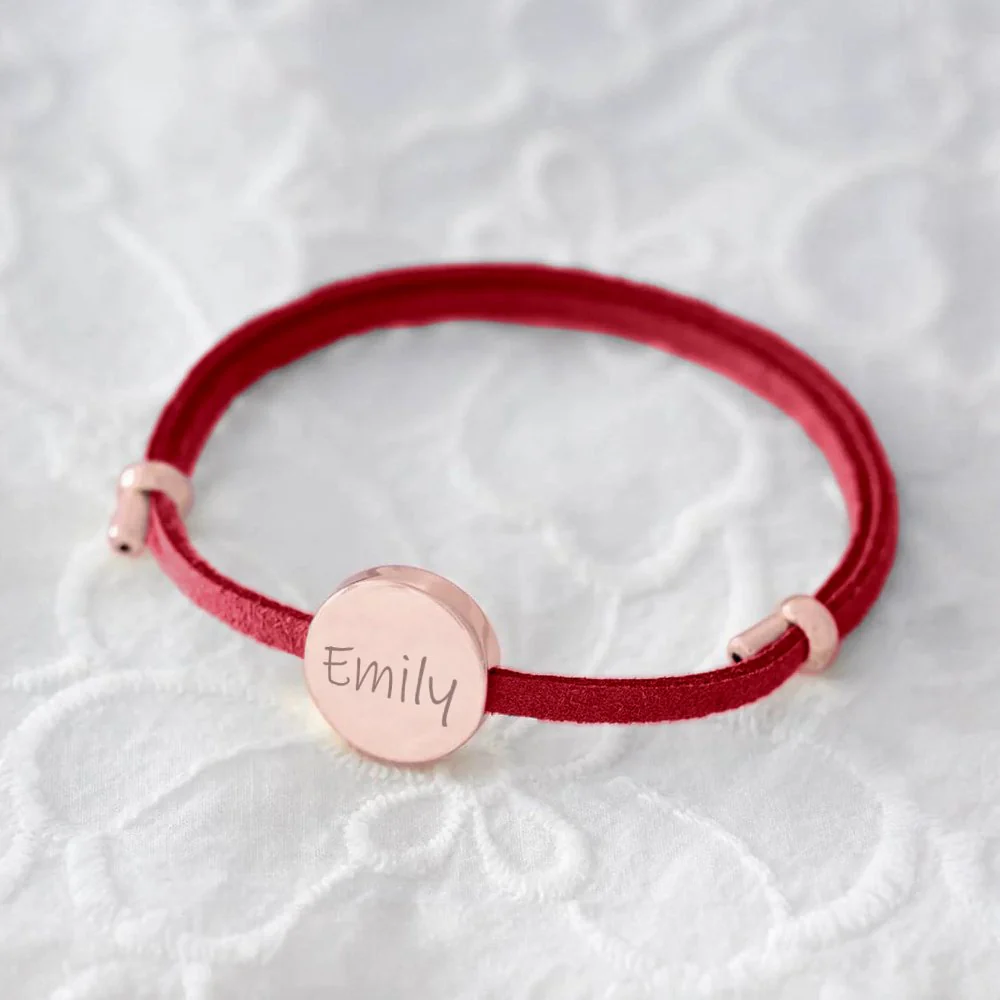 18k Custom Suede Circle Name Bracelet - Image 21