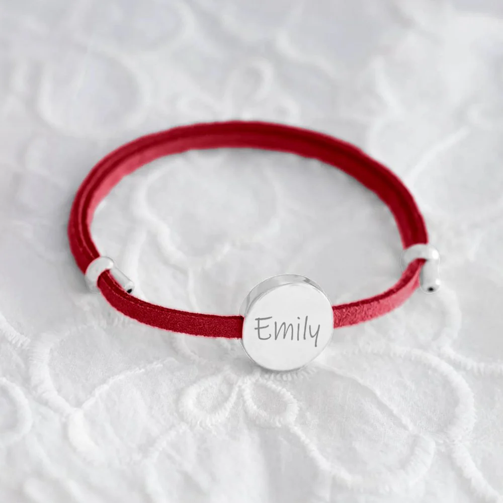 18k Custom Suede Circle Name Bracelet - Image 22