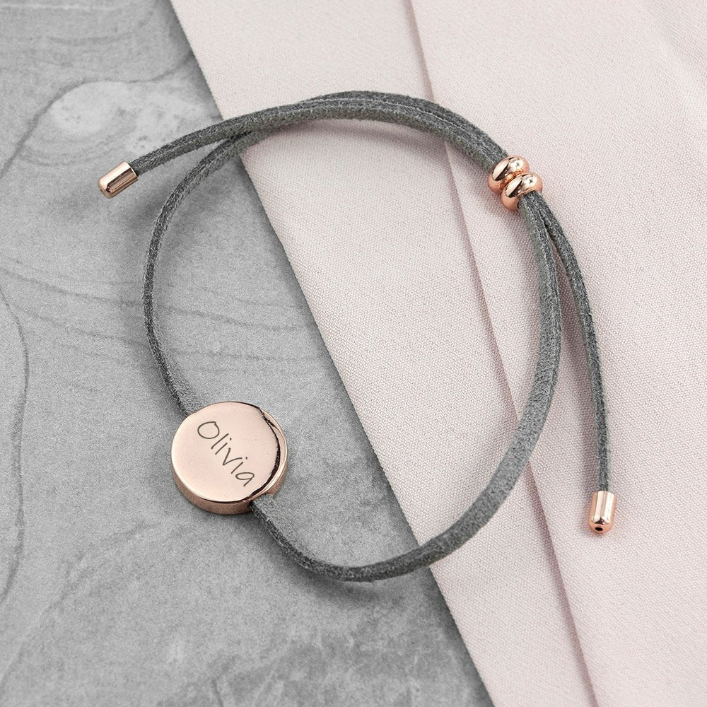 18k Custom Suede Circle Name Bracelet - Image 5