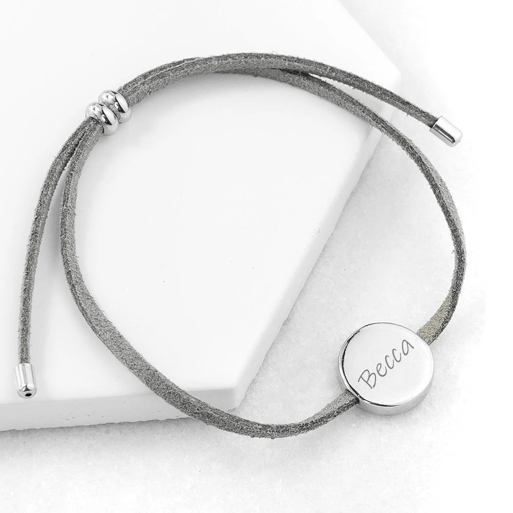 18k Custom Suede Circle Name Bracelet - Image 6