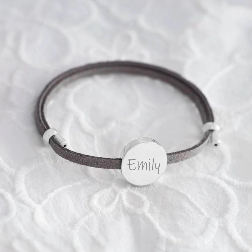 18k Custom Suede Circle Name Bracelet - Image 9
