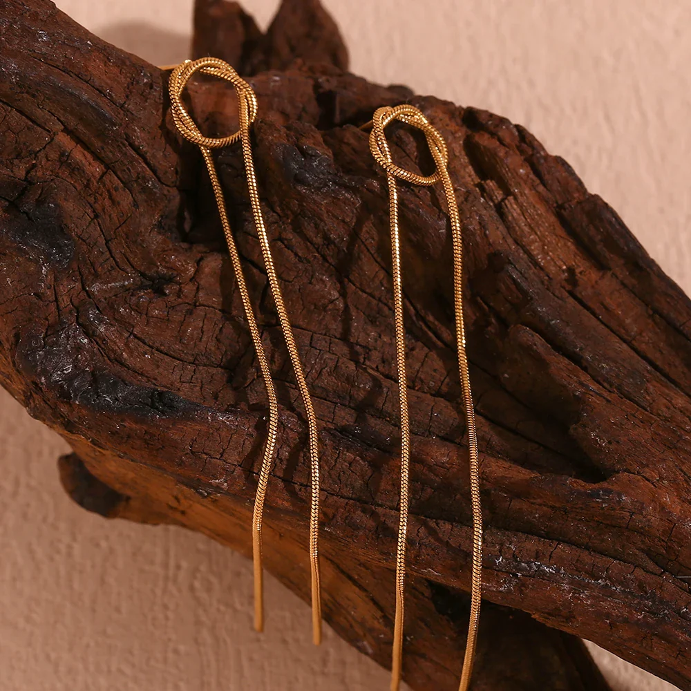 18k Dainty Circle Tassel Earrings - Image 7