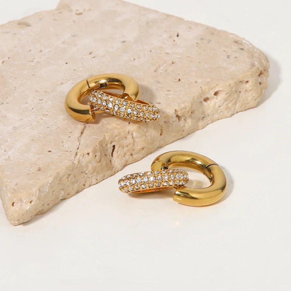 18k Dainty Huggie Diamond Dangle Earrings - Image 8