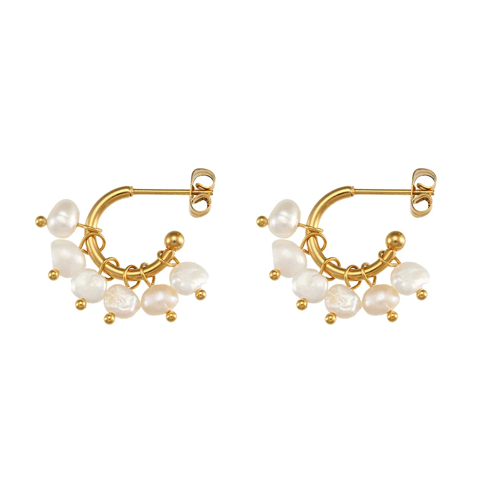 18k Dainty Pearl Droplet Dangle Earrings - Image 11