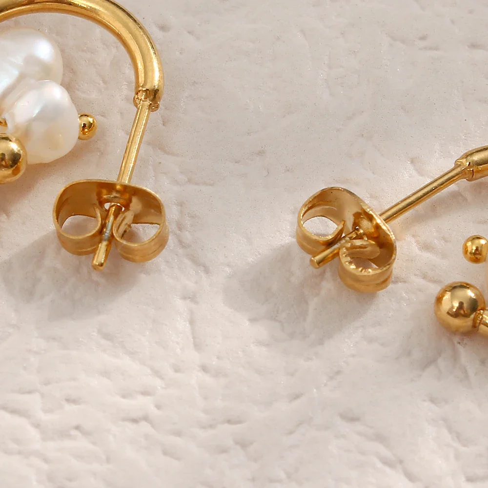 18k Dainty Pearl Droplet Dangle Earrings - Image 8