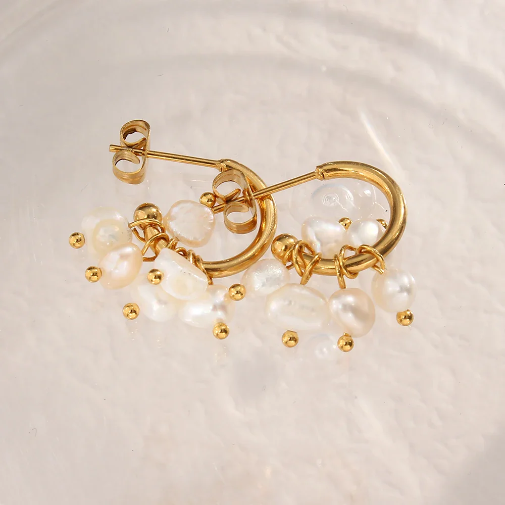 18k Dainty Pearl Droplet Dangle Earrings - Image 9