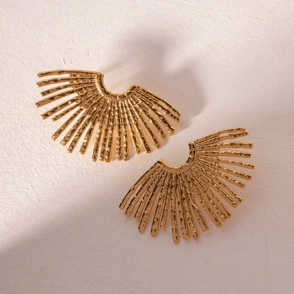18k Half Sunshine Dainty Earrings - Image 4