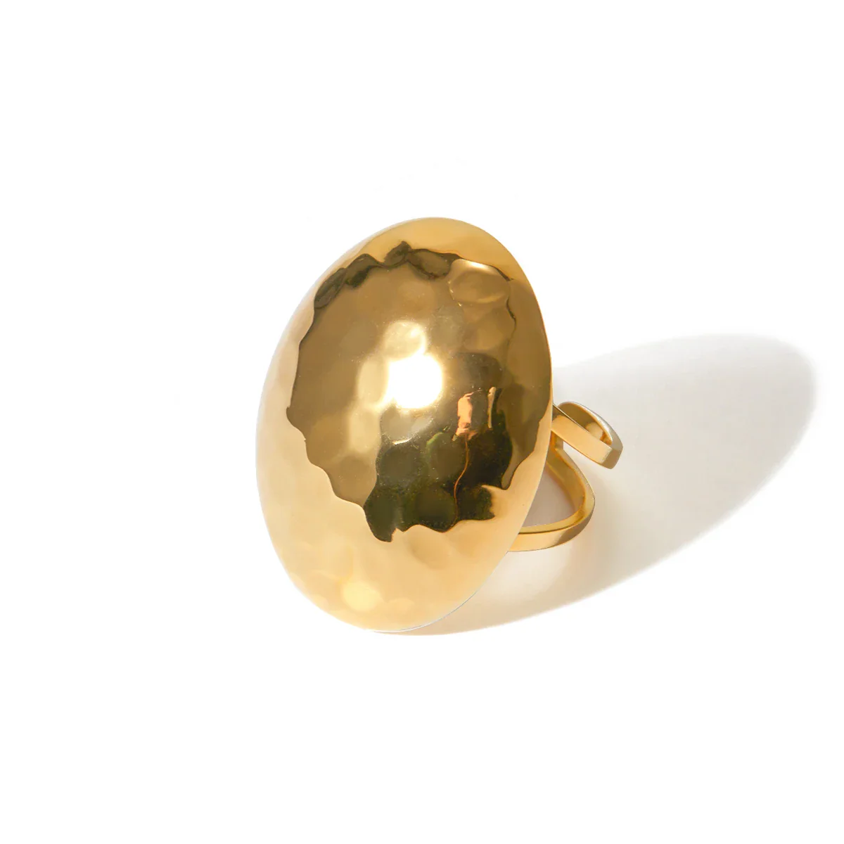 18k Hammered Oval Dual Band Ring - Image 8