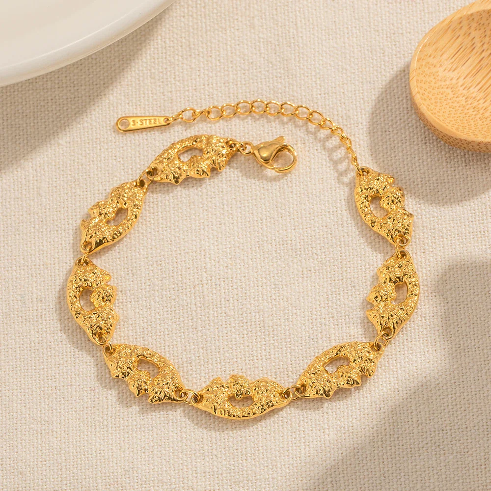 18k Melted Speckled Gold Bracelet - Image 4