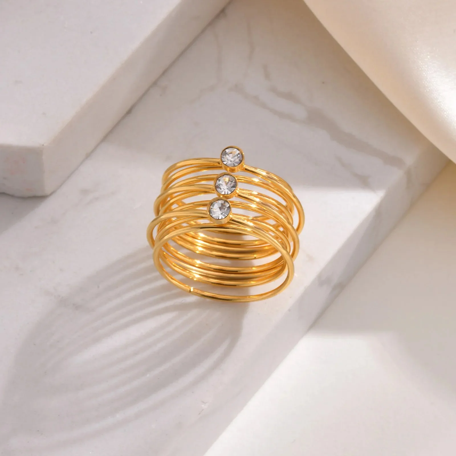 18k Multi Layered Triple Diamond Rings - Image 6