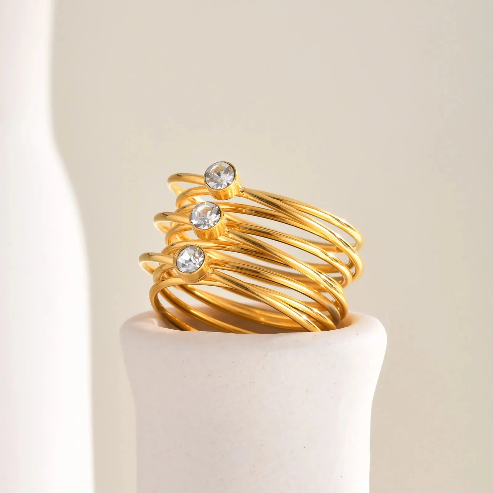18k Multi Layered Triple Diamond Rings - Image 7