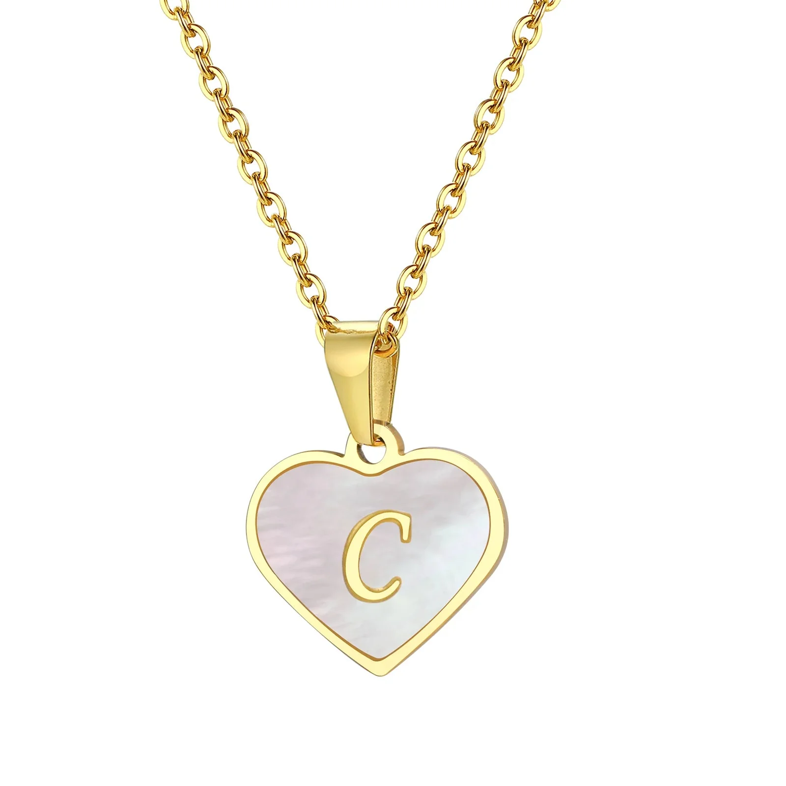 18k Pearl Heart Initial Letter Necklace - Image 10