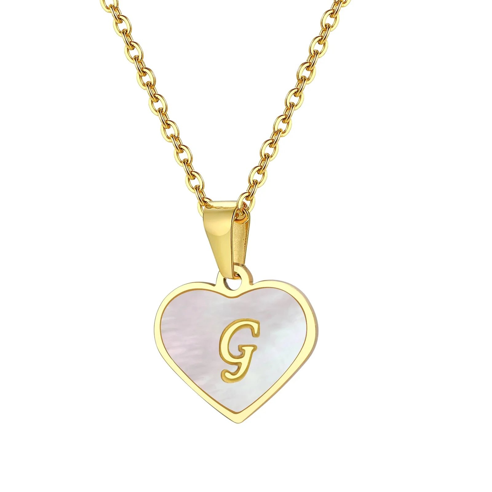 18k Pearl Heart Initial Letter Necklace - Image 14