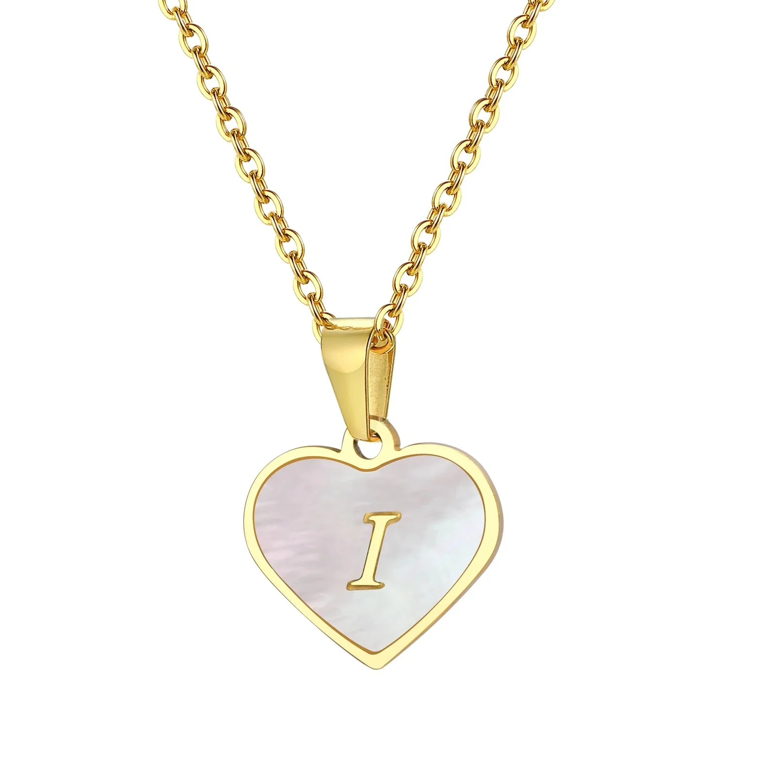 18k Pearl Heart Initial Letter Necklace - Image 16