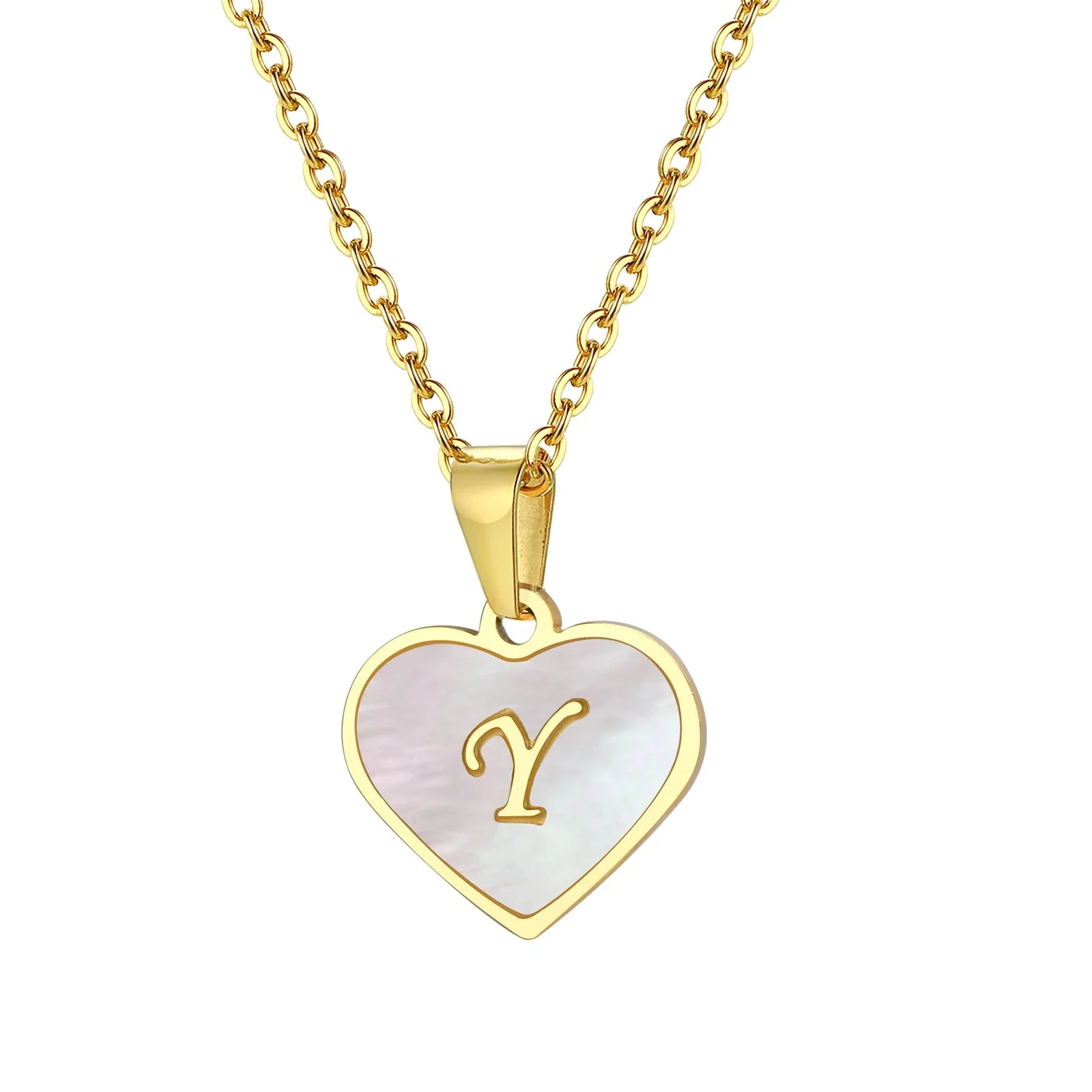 18k Pearl Heart Initial Letter Necklace - Image 31