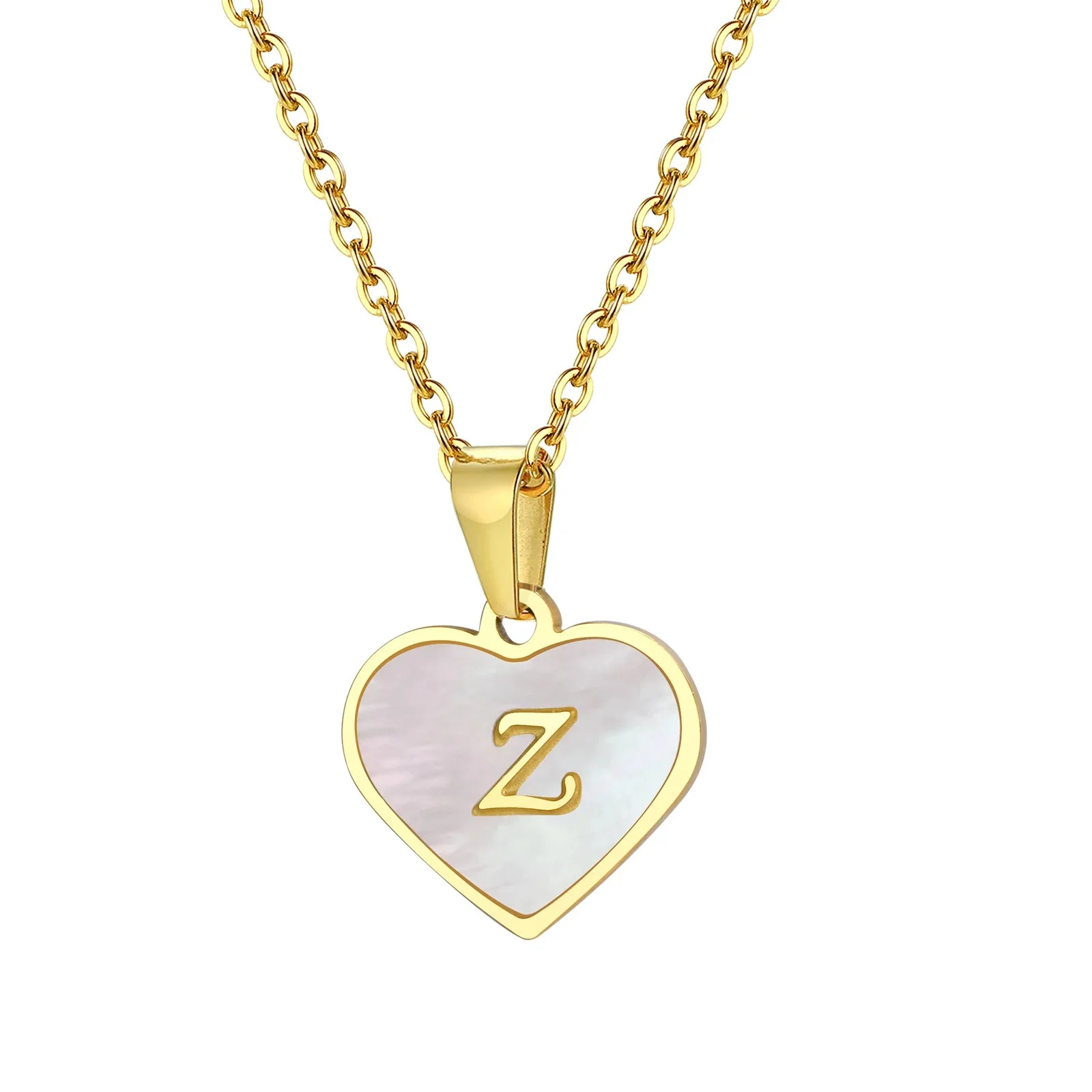 18k Pearl Heart Initial Letter Necklace - Image 34