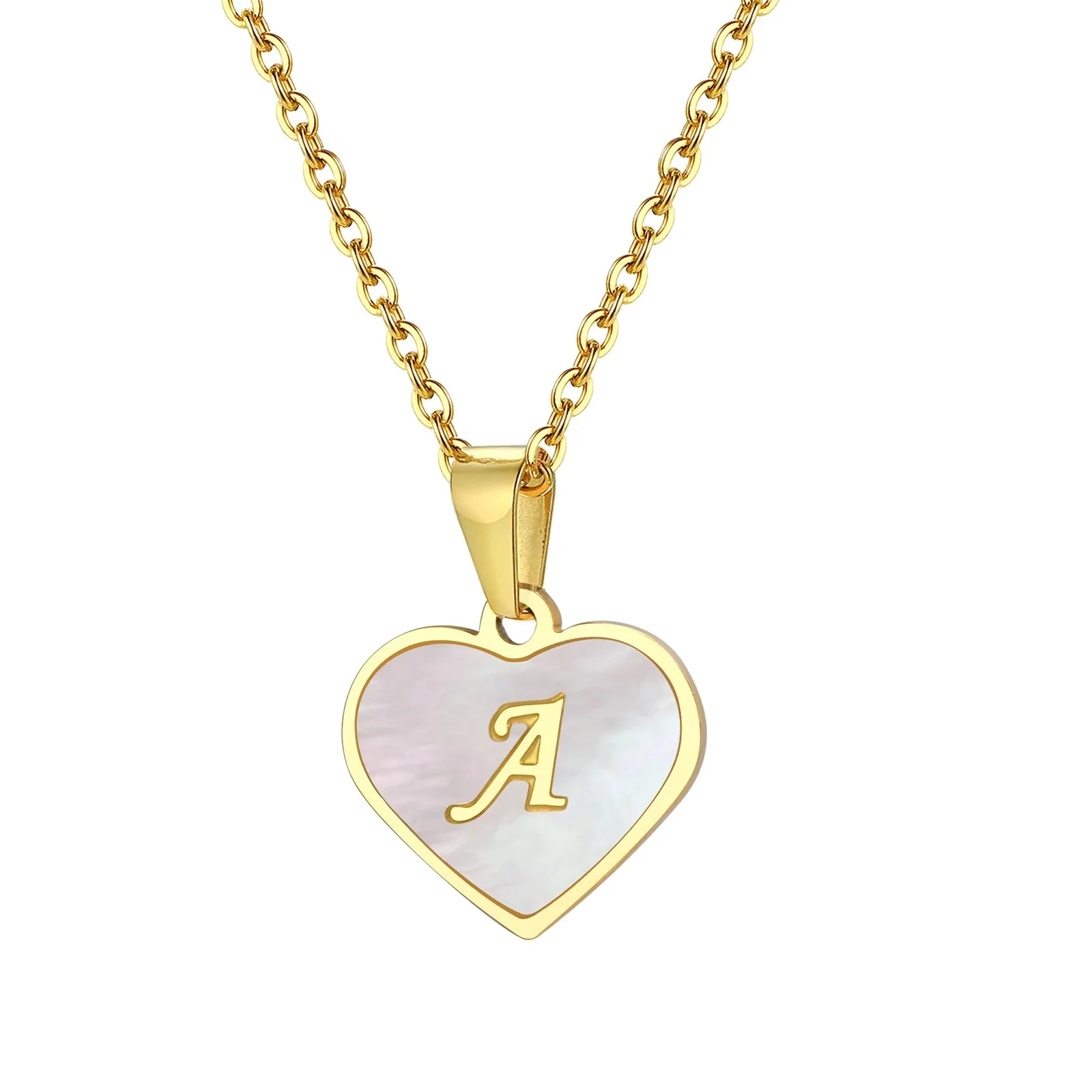 18k Pearl Heart Initial Letter Necklace - Image 7