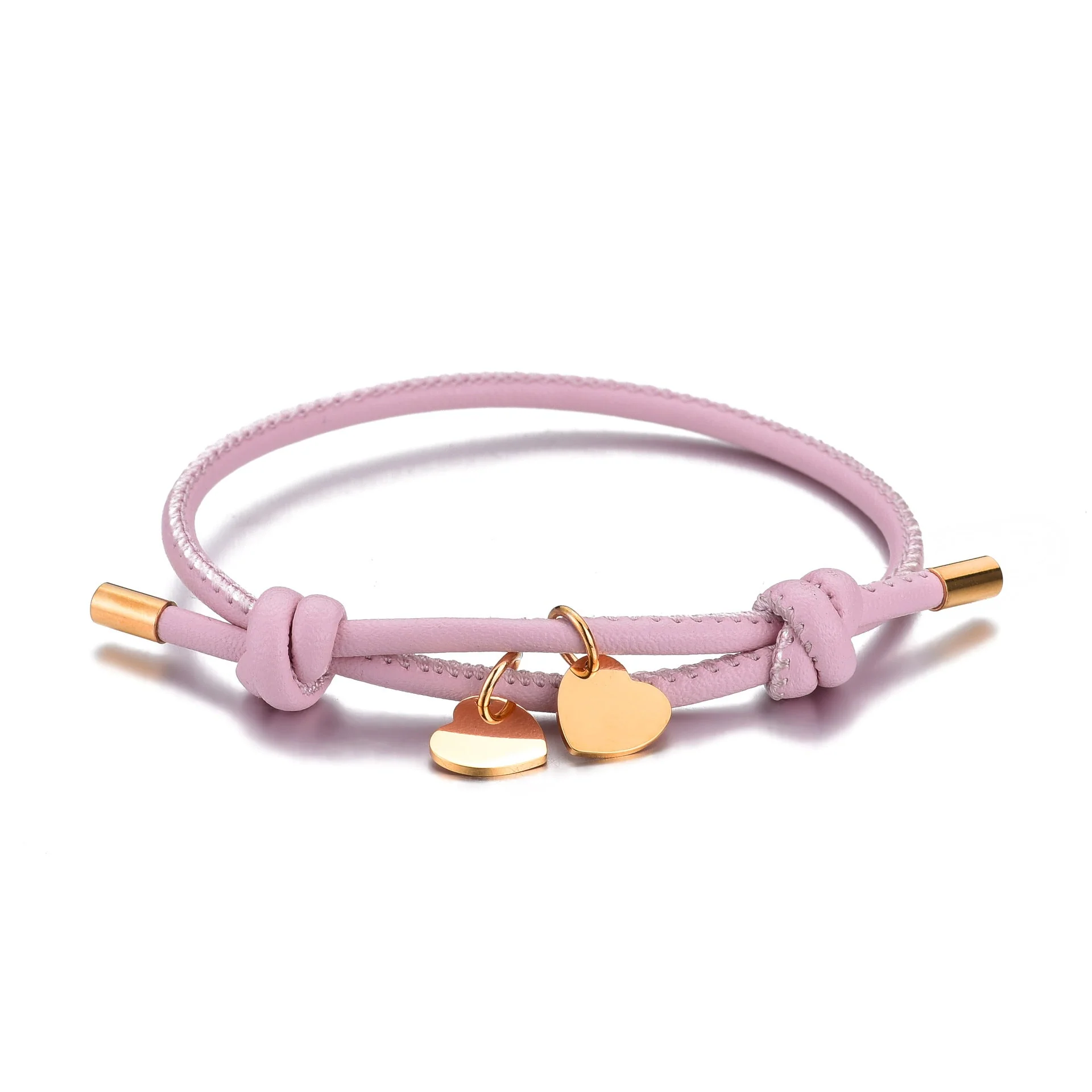 18k Personalized Leather Heart Charm Bracelet - Image 12
