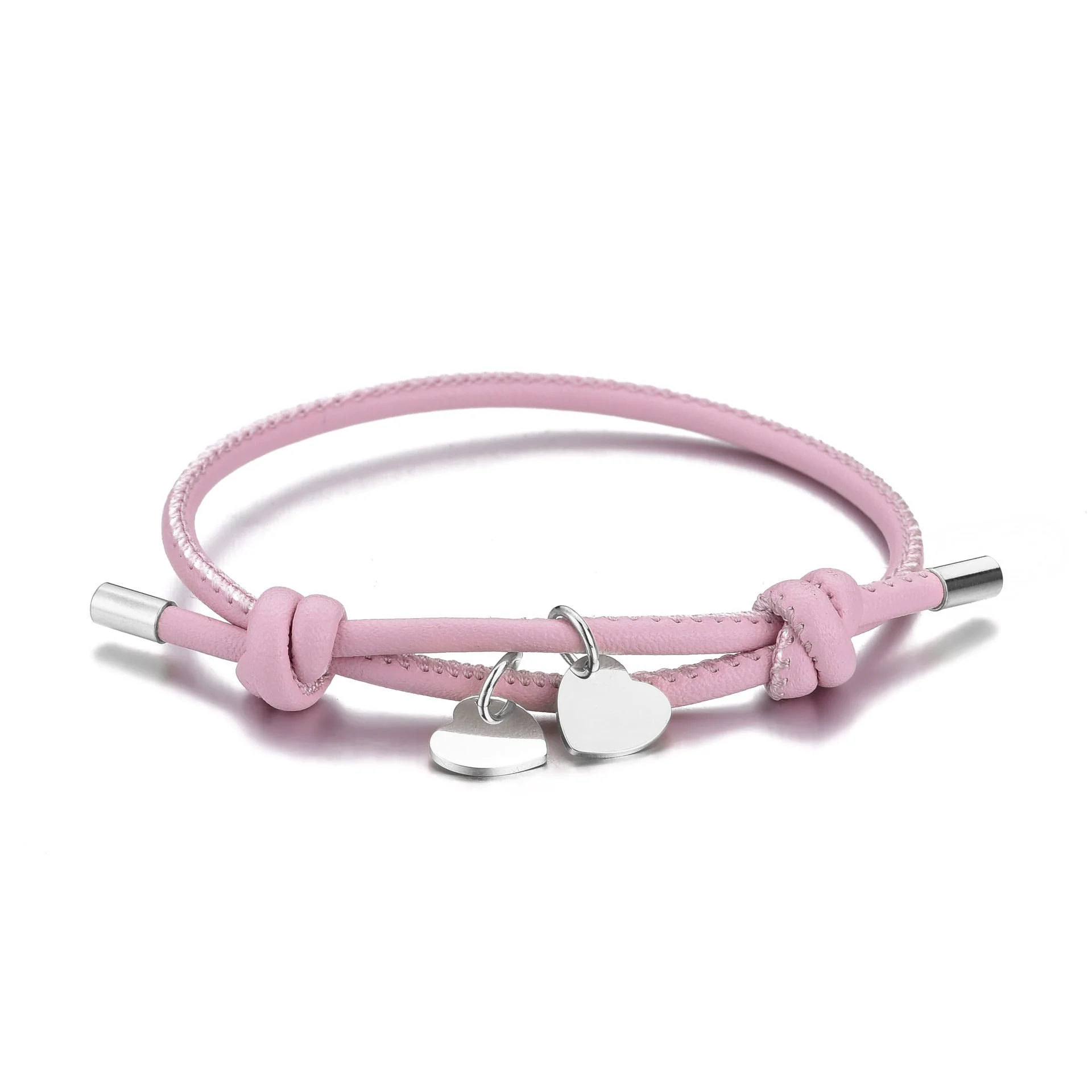 18k Personalized Leather Heart Charm Bracelet - Image 13