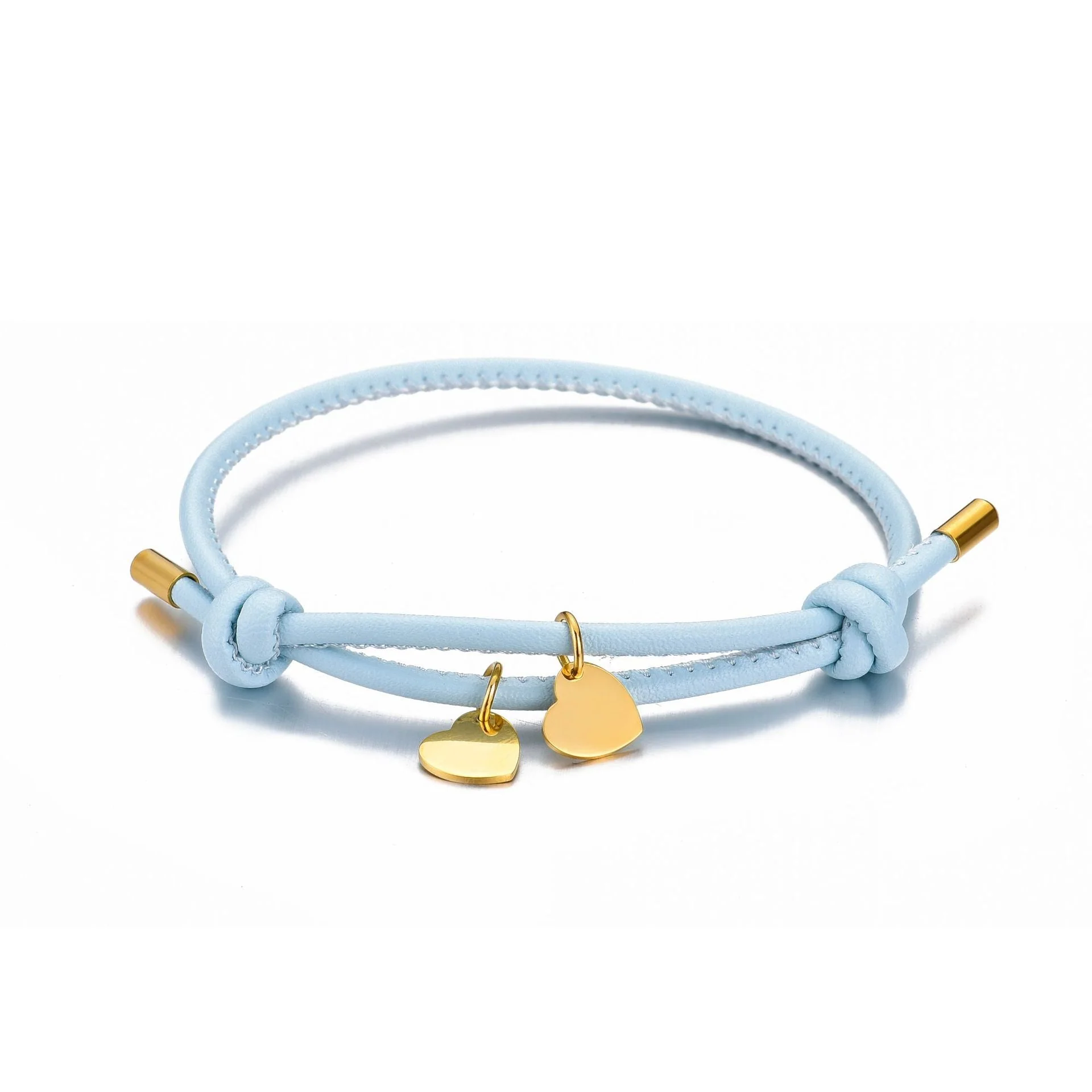 18k Personalized Leather Heart Charm Bracelet - Image 15