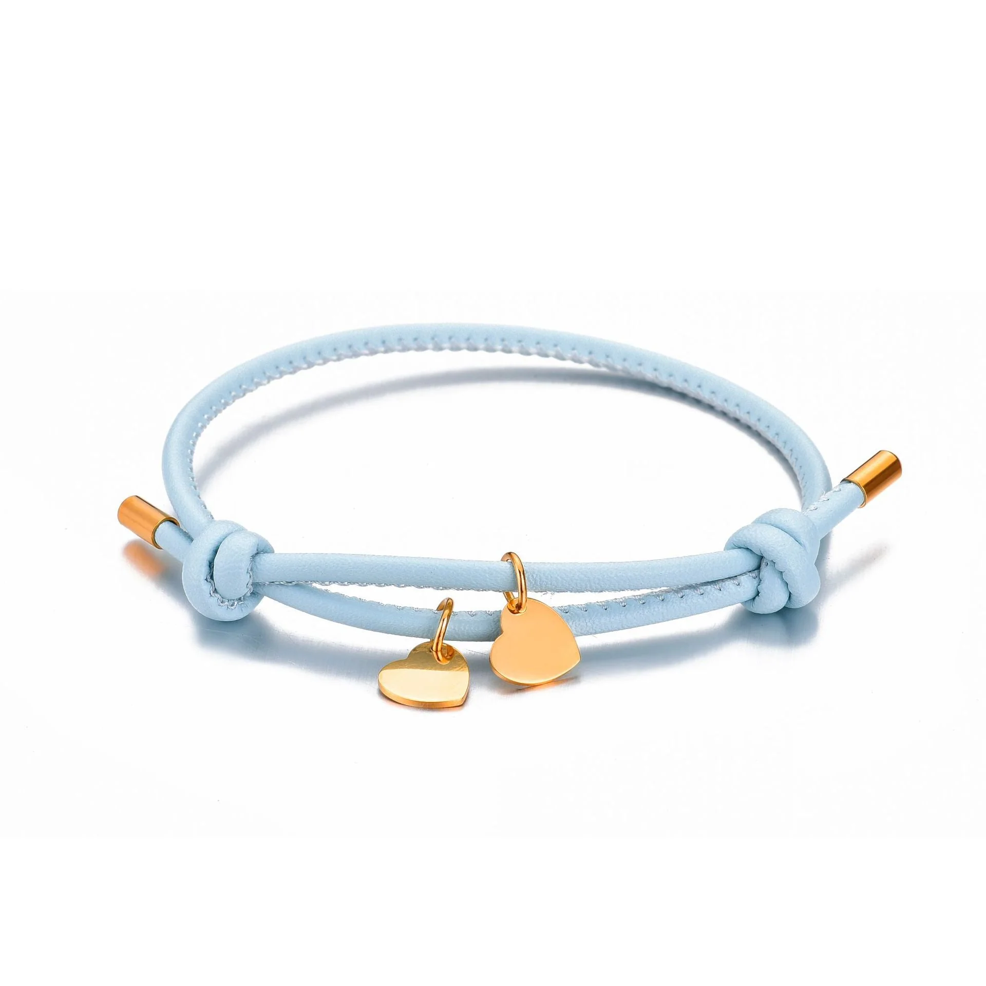 18k Personalized Leather Heart Charm Bracelet - Image 16